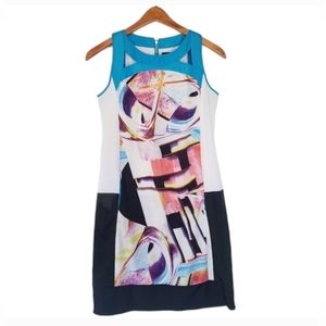 Plains & Prints artwork Sheath short sleeve dress size 2